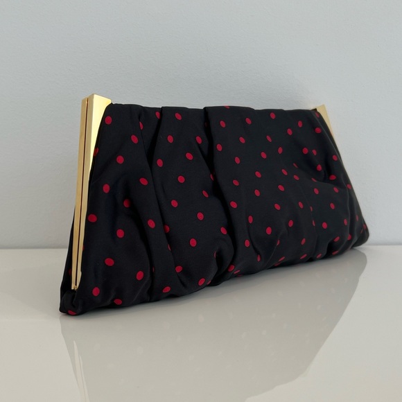 DOLCE & GABBANA BLACK AND RED POLKA DOT HARD GOLD CASE CLUTCH NWOTS! - Picture 3 of 17